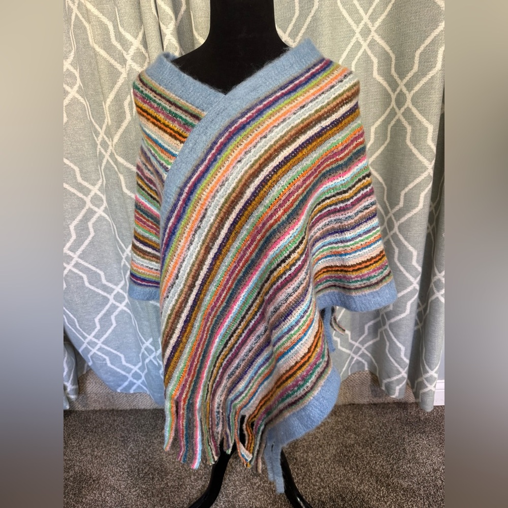 Multicolor Striped Women's Sweater Poncho
